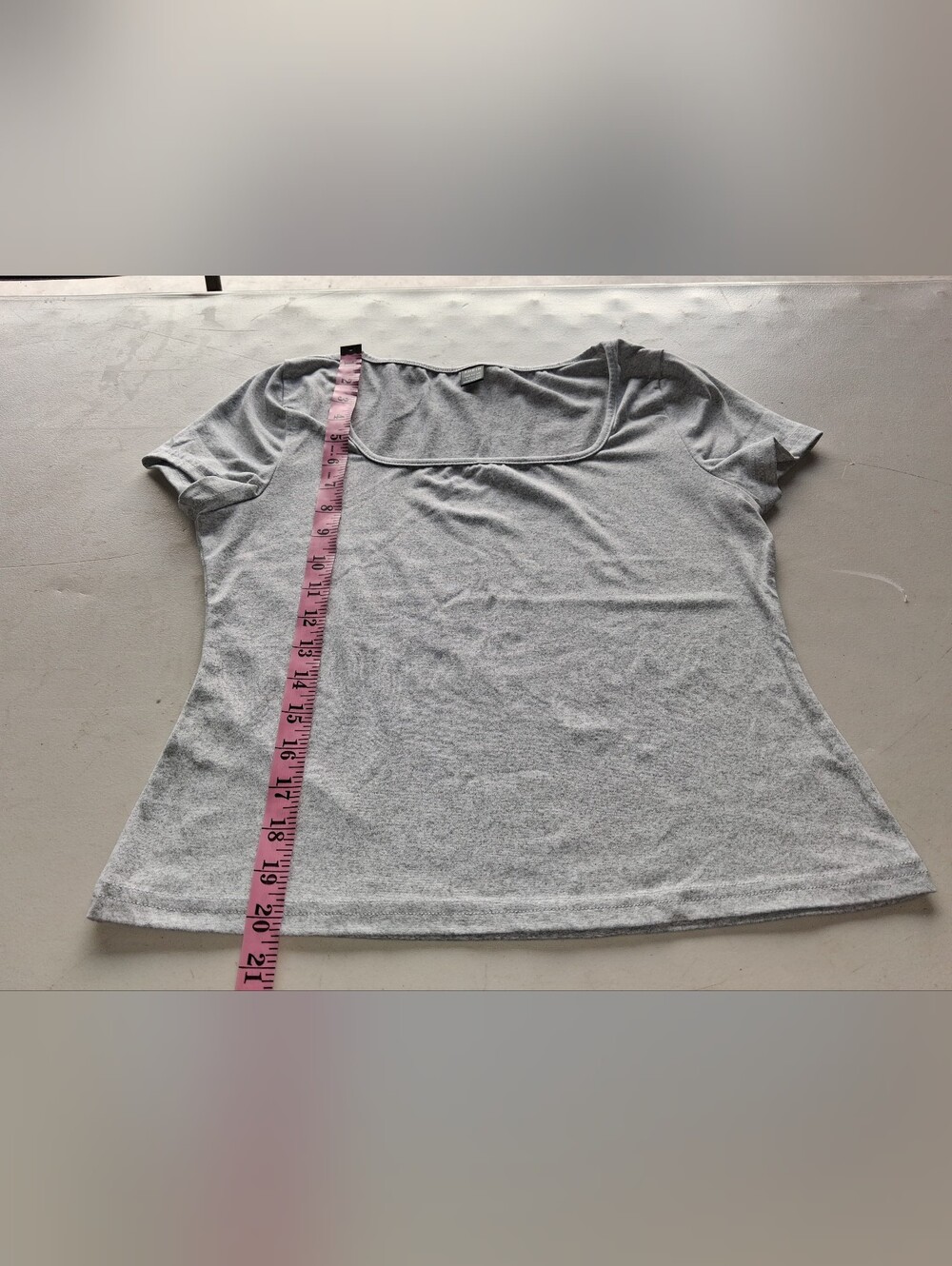SHEIN Light Gray Square Neck Short Sleeve Top
